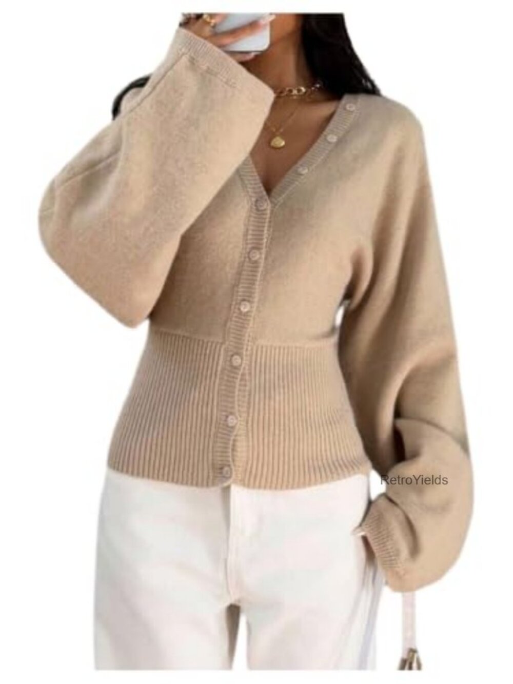 Women's Wrap Fuzzy Chunky Cardigan Sweater V-Neck Button Down